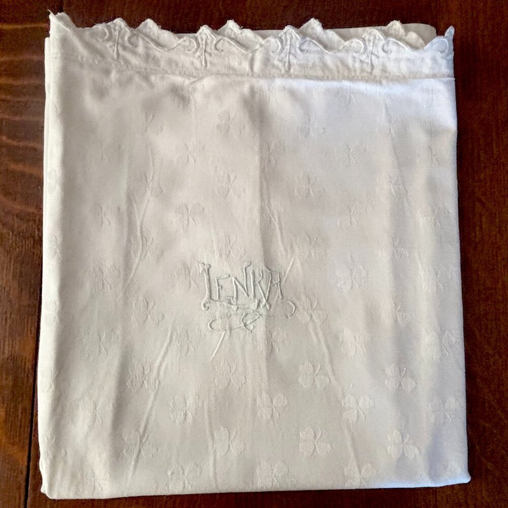 Vintage Antique Large Hand Made European Bed Pillow Sham Embroidered Lenka